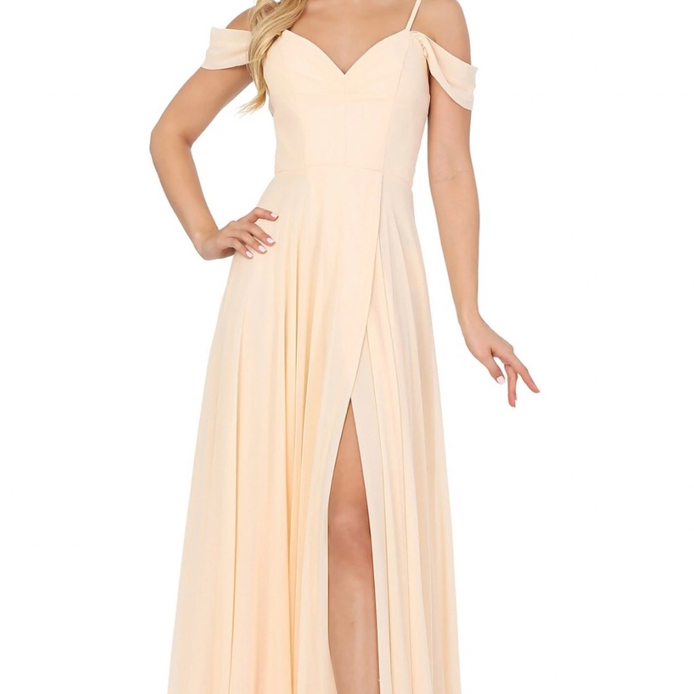 Dancing Queen - 2961 Lace Back Cold Shoulder champagne color
